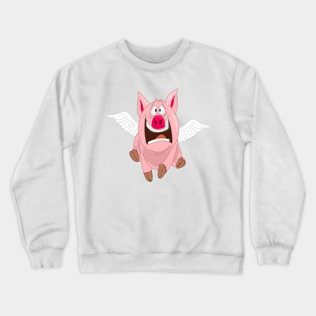 Cute Flying Pig named Bacon - Illustration Crewneck Sweatshirt by Le petit fennec